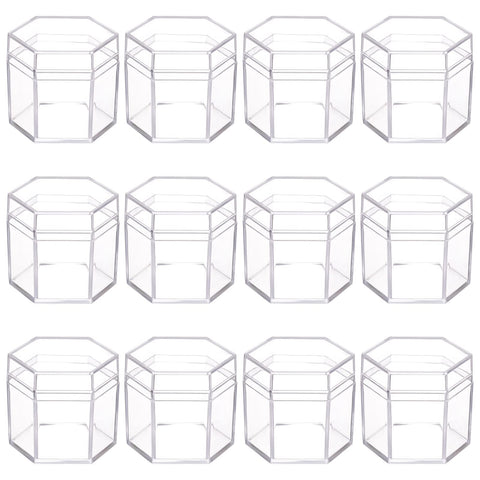 BENECREAT 21Pack Clear Acrylic Boxes Hexagon Small Plastic Bead Storage Containers(5.6x5cm) for Gifts, Weddings, Party Favors, Treats, Candies