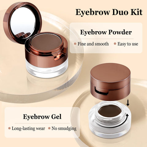Boobeen Eyebrow Duo Kit - Eyebrow Gel and Powder, Shapes, Defines, Fills Brows for Naturally Looking Color All Day, Water Resistant