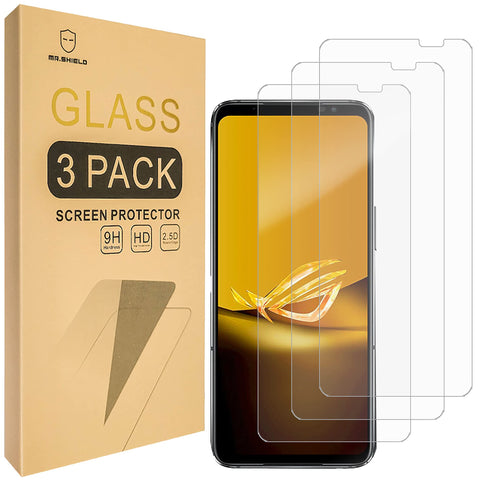Mr.Shield [3-Pack] Screen Protector For Asus Rog Phone 6D / 6D Ultimate/ROG Phone 6 Batman Edition / 6 Diablo Immortal Edition [Tempered Glass] [Japan Glass with 9H Hardness] Screen Protector