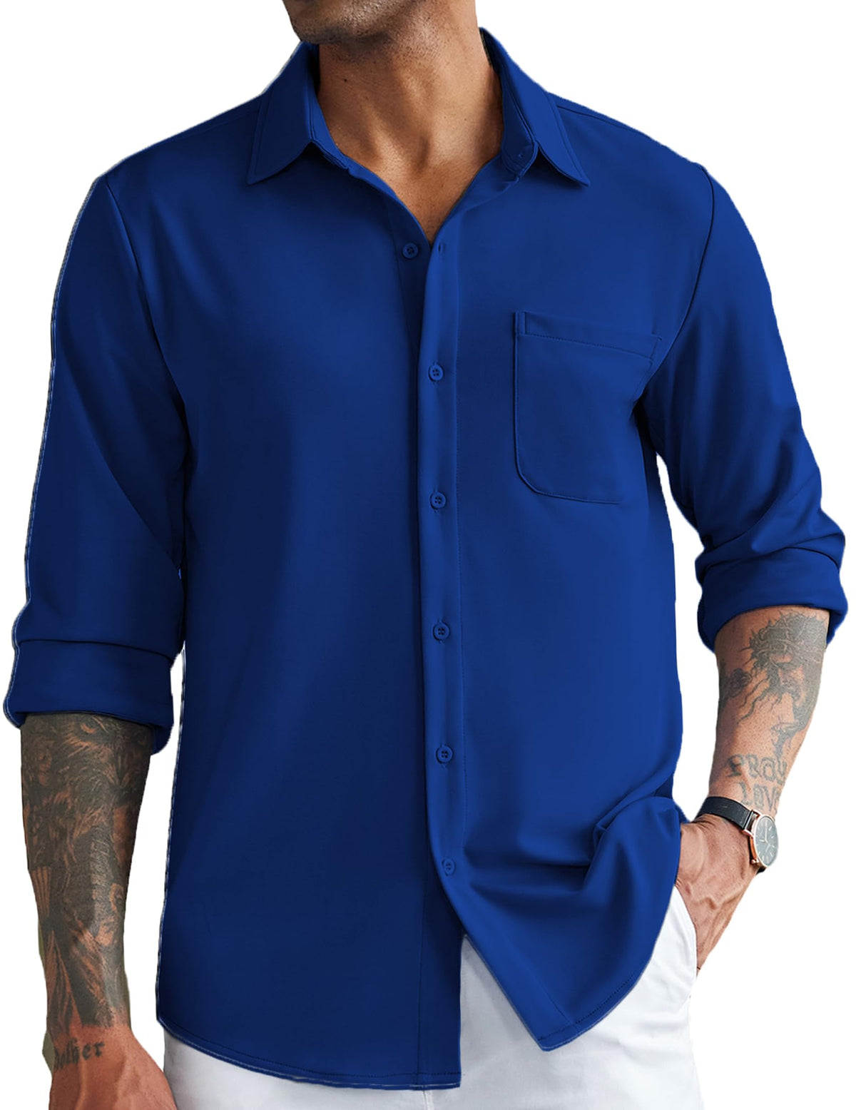 COOFANDY Men's Untucked Shirts No Tuck Untuckit Long Sleeve Button Down Shirts