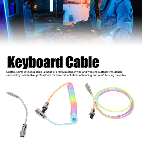 Dpofirs RGB Coiled Keyboard Cable, USB C Cable for Gaming Keyboard, Custom Keyboard Cable Type C Detachable Mechanical Gaming Keyboard Cable for Mechanical Gaming Keyboards, Gifts for