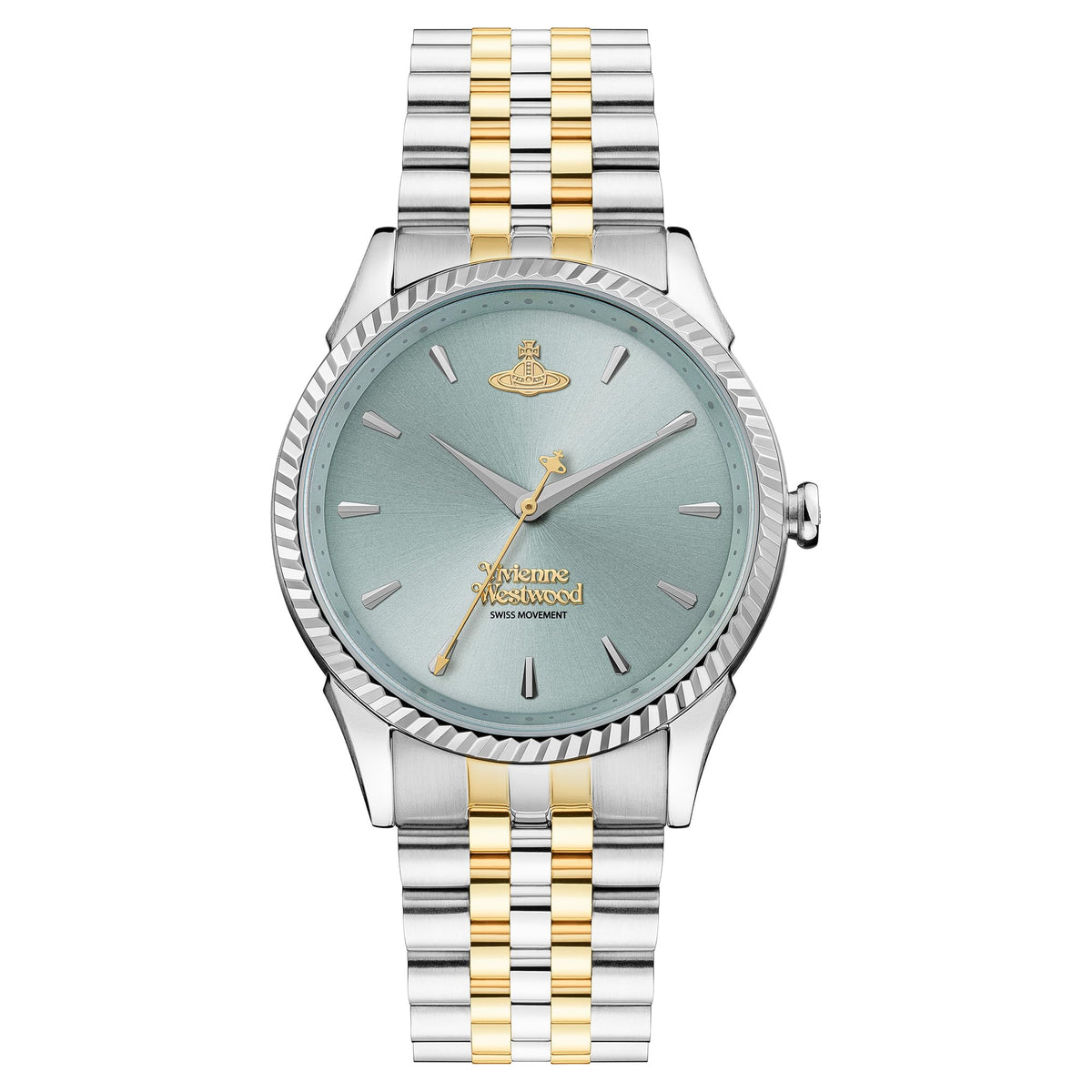 Vivienne Westwood Seymour 38mm Ladies Quartz Watch with Light Blue Dial & Two Tone Stainless Steel Bracelet