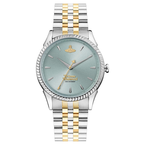 Vivienne Westwood Seymour 38mm Ladies Quartz Watch with Light Blue Dial & Two Tone Stainless Steel Bracelet