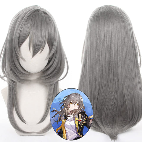 Amine Game Honkai: Star Rail Cosplay Trailblazer X Stelle Wig Grey Long Straight Hair Wigs for Women Halloween, Comic Con, Cosplay Show Wigs