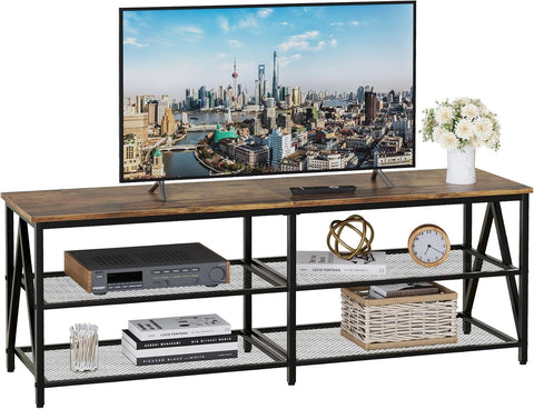 Huhote TV Cabinet, TV Stand, TV Shelf, Lowboard with Open Compartments for Living Room
