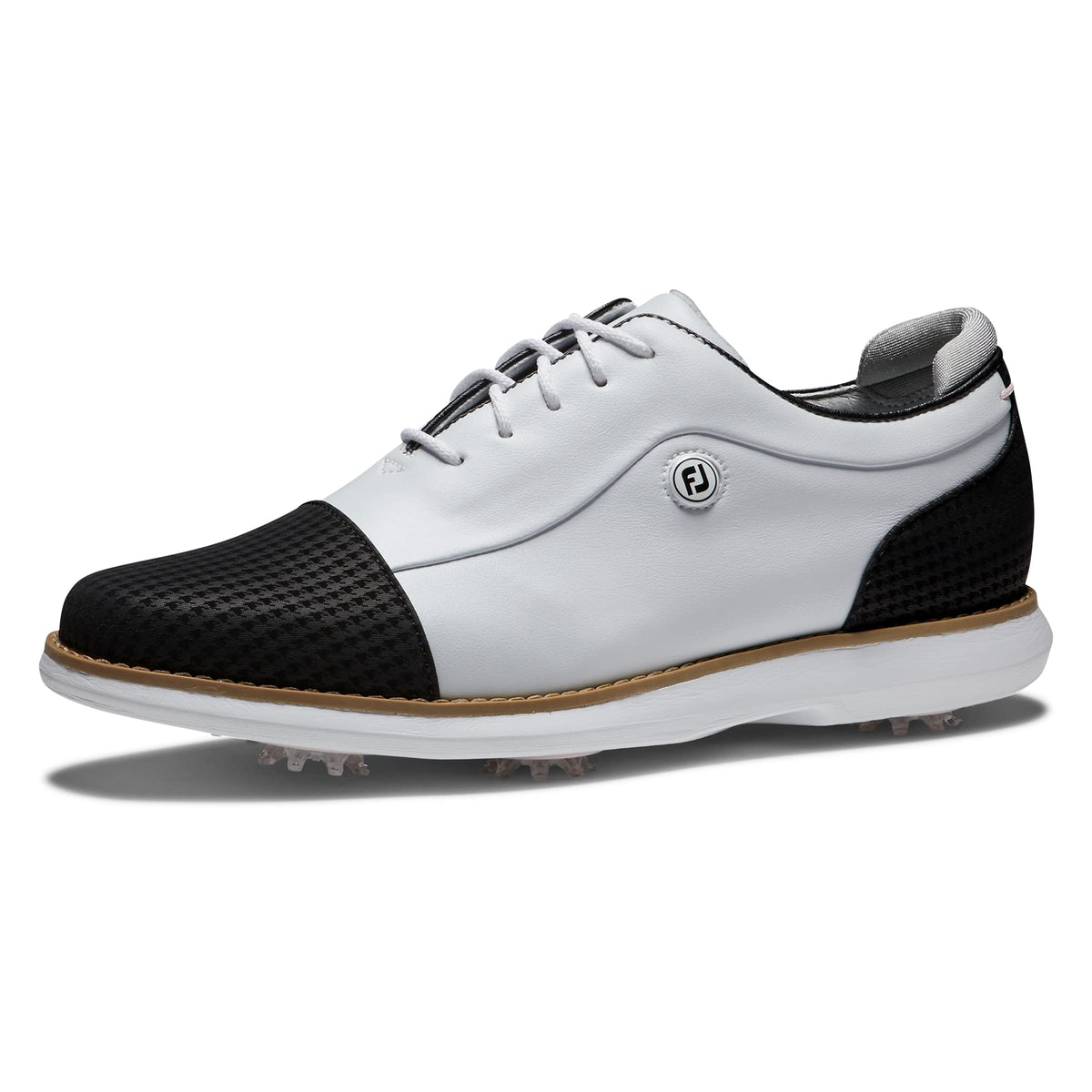 FootJoy Women's Traditions Golf Shoe, White/Black Cap Toe, 9.5