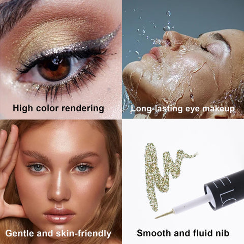 Generic Diamond Eyeliner Set, 5 Colors Glitter Eye Liners Metallic Glitter Liquid Eyeliner Long Lasting Eyeliner Liquid Color Eye Shadow Makeup Kit Liquid Glitter Eye Makeup Set (5 Pcs)