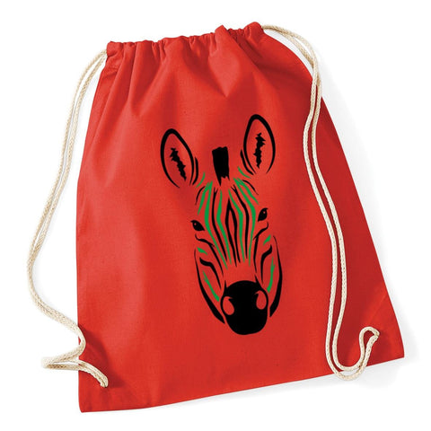 Hippowarehouse Zebra face Drawstring Cotton School Gym Kid Bag Sack 37cm x 46cm, 12 litres