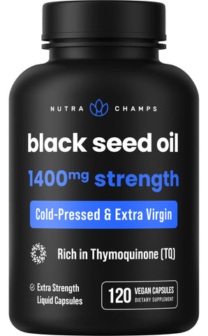 Organic Black Seed Oil Capsules | 120 Vegan Softgel Black Cumin Seed Oil Capsules | 1400mg Per Serving Virgin Cold Pressed Nigella Sativa Oil Pills with Thymoquinone & Vitamin E, Rich in Omega 3 6 9