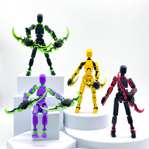 Nowtek (Assembly Completed) 4 Packs T13 Action Figure Set, Titan 13 3D Printed Multi-Jointed Movable Action Figure Robot Toy, Full Body Mechanical Doll, Christmas Birthday Gift for Kids Adult (A)