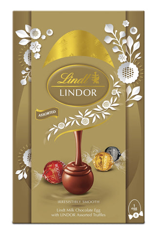 Lindt Lindor Assorted Chocolate Easter Egg Large, 260g - Contains Assorted Milk, Dark and White Chocolate Truffles with a Smooth Melting Filling - Easter Gift