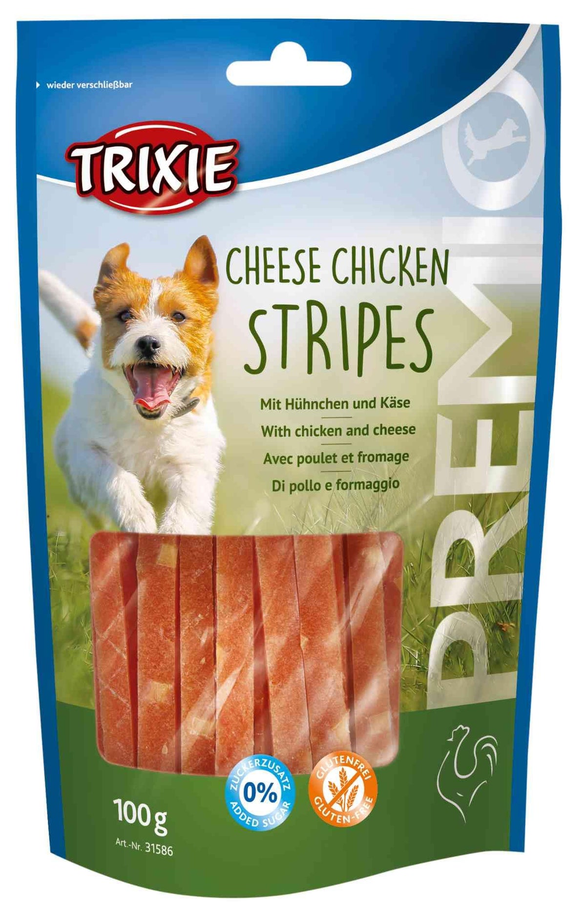 Trixie 31586 PREMIO Cheese Chicken Stripes, 100 g