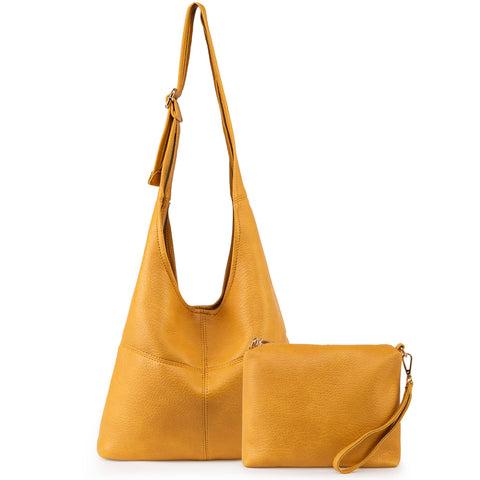 Montana West Hobo Bags Purse for Women Ultra Soft Foldable Shoulder Slouchy Handbags with Coin Purse, Classic-yellow