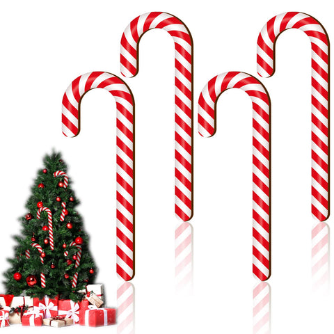 4 Pcs Large Size Christmas Wood Candy Canes for Tree Rustic Christmas Decor Candy Cane Christmas Decorations Wooden Candy Ornaments Candy Decorative Hanging Ornaments for Party Supplies DIY (12 Inch)