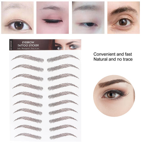 and Lifelike Eyebrow Sticker, Professional Waterproof Eyebrow Tattoo Sticker, Women Eyebrow Transfer Sticker for One-time Use(BROWN-08)