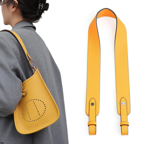 jiesinlov Genuine Leather Shoulder Bag Straps Replacement for Picotin Handbags (Silver Yellow-L)
