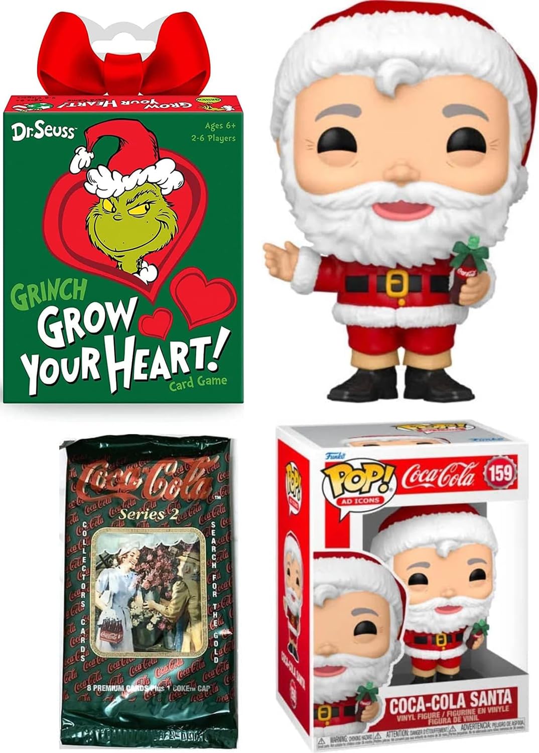 Kisses Sweet Figure Character Ad Icon Pop! Bundled with Mean One Grow Heart Game + Cocacola Santa & Coke Cards + Wacky Drink 3 Items