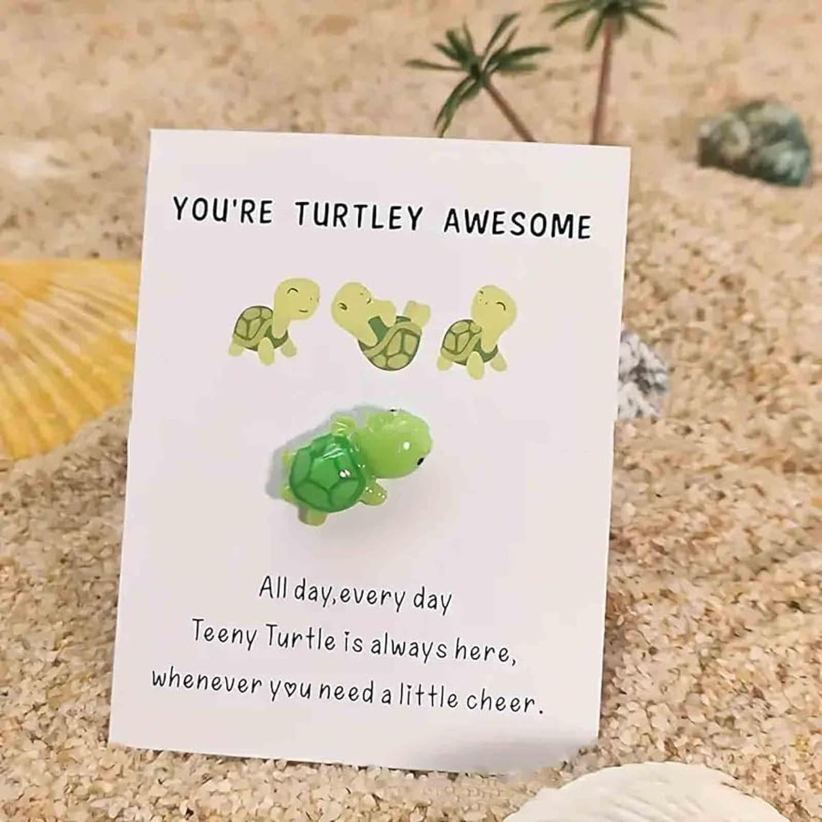 Positive Turtle Cute Gifts,Turtle Gifts,Tiny Gifts,You're Turtley Awesome, Positive Energy Gifts, Lovely Turtle Shaped Card Friendship Gift, A Card With A Turtle Ornament (Light Green)