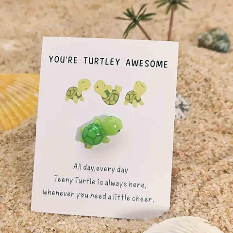 Positive Turtle Cute Gifts,Turtle Gifts,Tiny Gifts,You're Turtley Awesome, Positive Energy Gifts, Lovely Turtle Shaped Card Friendship Gift, A Card With A Turtle Ornament (Light Green)
