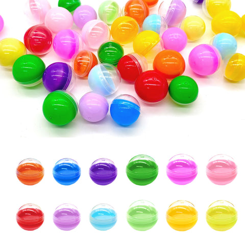 LIANCHEN Pack of 100 Fillable Acrylic Balls, Transparent, Separable Plastic Balls, Empty Round Capsules, Balls, Colourful Plastic Balls for Opening, Party Gifts, Crafts, 2 Sizes (Colour 1)