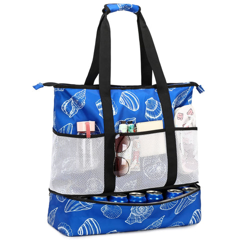 Octsky Beach Bag Tote Pool Bag with Cooler 9 Pockets Zipper Waterproof Sandproof Leakproof Xl Beach Bags for Women
