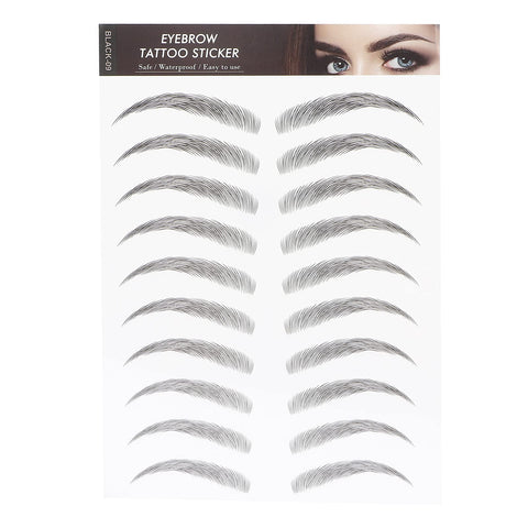 6D Eyebrow Tattoo Sticker Professional Waterproof Eyebrow Transfer Sticker Eyebrow Makeup Tool for Women and Girls (Black)(BLACK-09)