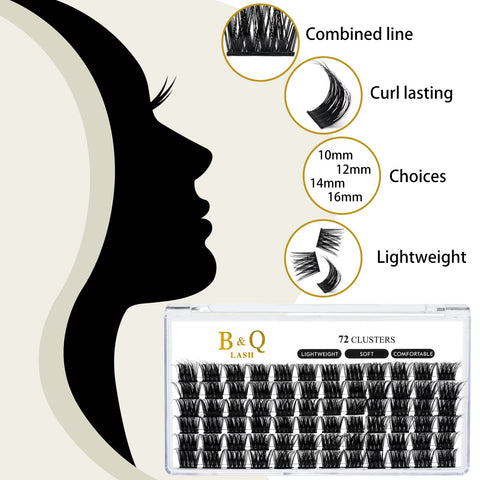 Lash Clusters B16 D Curl 12-18 DIY Eyelash Extensions 72 Clusters Lashes Fluffy Wispy Individual Lashes Eyelash Clusters Extensions (B16,D-12-18mm)