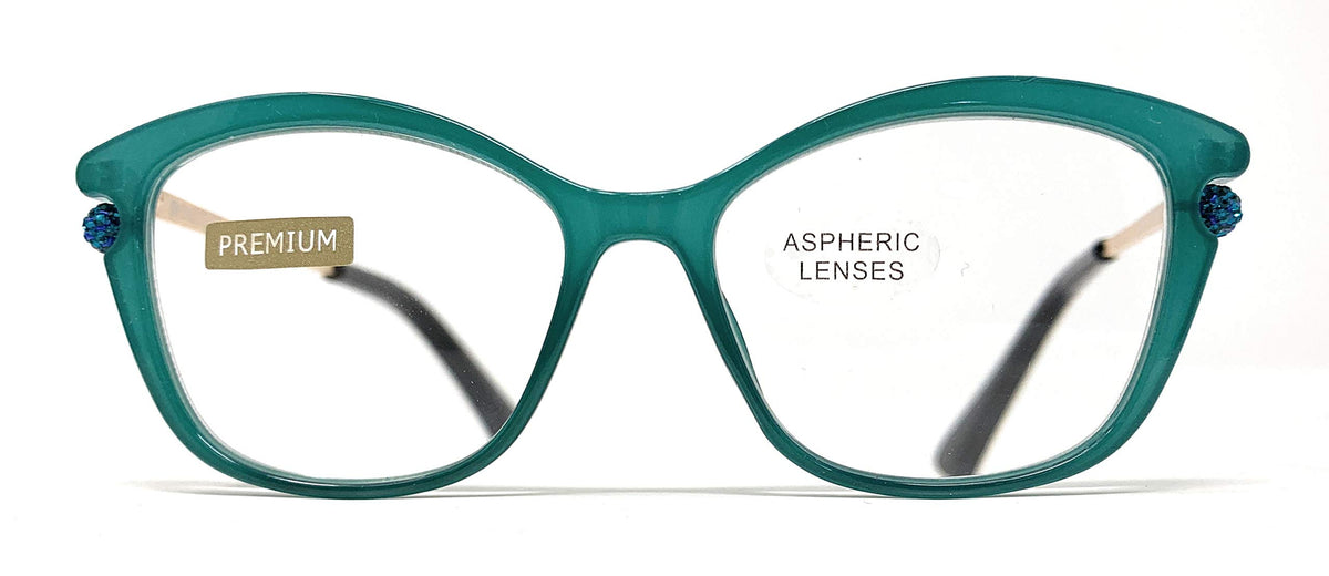 VENICE EYEWEAR OCCHIALI Reading Glasses Exclusive Model Perl for Women Fashion Pharmacy Quality - 7 Colors Options (Green, 1, diopters)