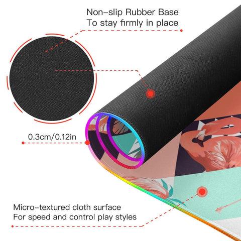 Flamingo (30) Wireless Charging Mouse Pad for Mobile Phone Extra Large Gaming Mousepad with 13 Lighting Modes Keyboard Mat for Gaming MacBook PC Laptop Desk Office Home