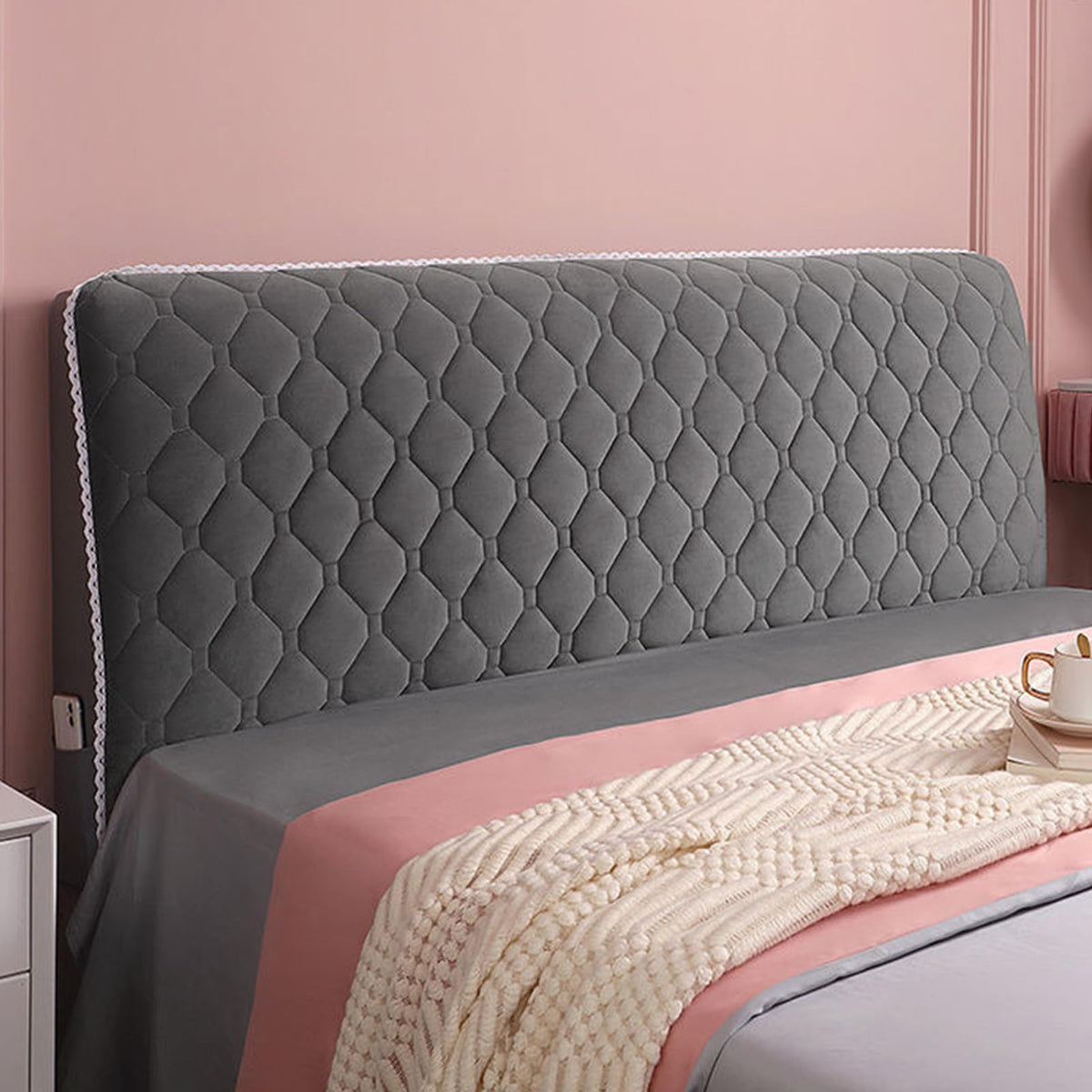 Bed Headboard Covers, Velvet All-inclusive Elastic Headboard Protection Cover,Protector Slipcover for Bed Headboard Dustproof, Headboard Covers for Double Bed/Small Double Washable (Dark Grey,150cm)