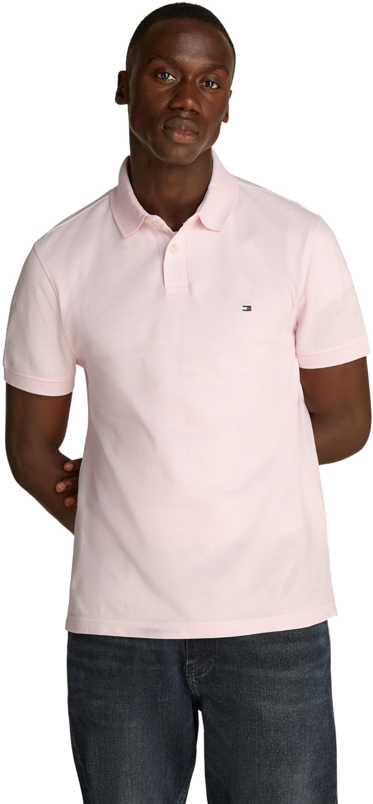 Tommy Hilfiger Menâ€™s Short Sleeve 1985 Regular Fit Polo Shirt, Pink (Light Pink), XXL