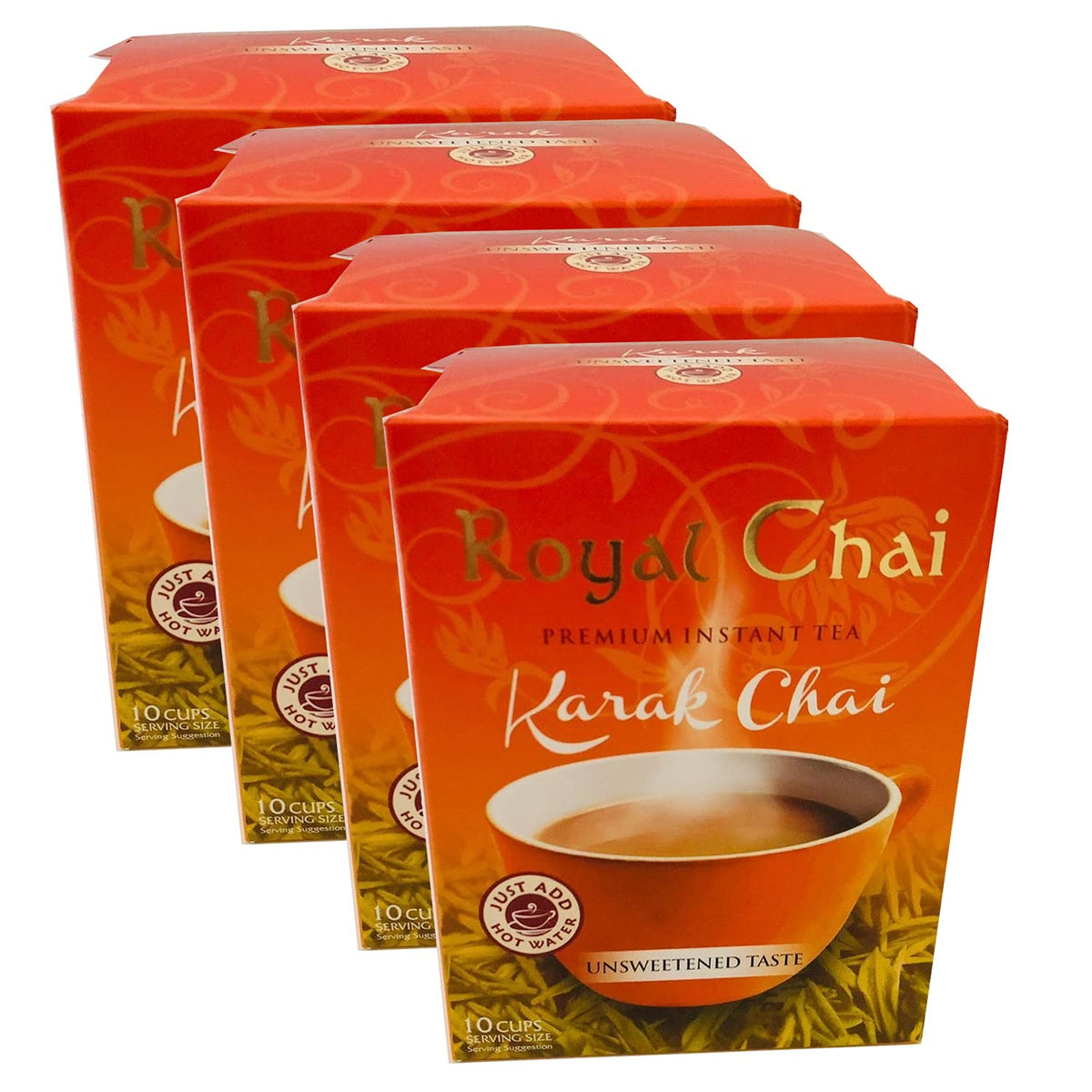 Royal Chai Karak Chai Unsweetened 180g (Pack of 4) - Premium Instant Tea - Karak Tea - Natural - Instant Karak Indian Tea