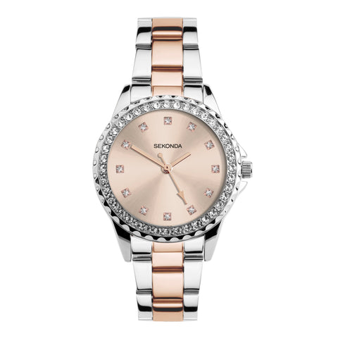 Sekonda Women's Quartz Watch with Rose Gold Dial Analogue Display and Multi-Colour Bracelet 4254.27