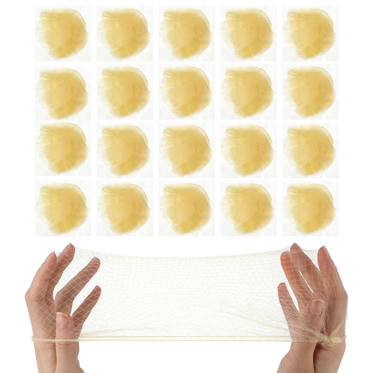Prasacco 20 Pieces Hair Nets for Buns, 50 cm/20 inch, Blonde, Mesh, Invisible Ballet Hair Net for Girls Women