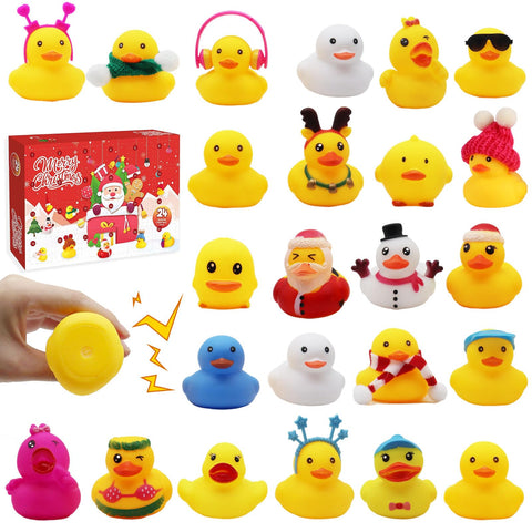 2024 Advent Calendar Rubber Duck Christmas Countdown Calendar Gift, with 24Pcs Cute Bath Rubber Duck and DIY dress-up Toys Surprises Xmas Countdown Gifts for Kids and Adults Christmas Party Favor