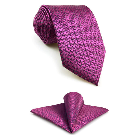 S&W SHLAX&WING Fushia Neckties for Men Silk Tie with Pocket Square Purple