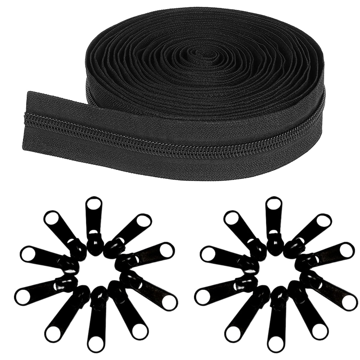 #10 Zippers Nylon Coil Zippers by The Yard Bulk, 360 Inch 10 Yards Bulk Zipper Roll with 20pcs for DIY Sewing Tailor Craft Bags Black (#10, 10 Yards/360")