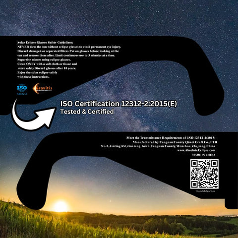 Solar Eclipse Glasses (2 pack) ISO 12312-2 Compliant, AAS Recognized, Safe Shades for Direct Sun Viewing of April 8, 2024 Total Solar Eclipse.