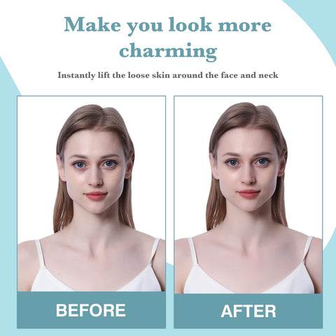 Face Neck Lift Tape, Fack Neck Lifting Stickers and Bands, Neck Face Lift Patch Tools for Instant Double Chin Wrinkles Saggy Skin Lifting (8pcs Elastic Bands, 40pcs Face Tapes)