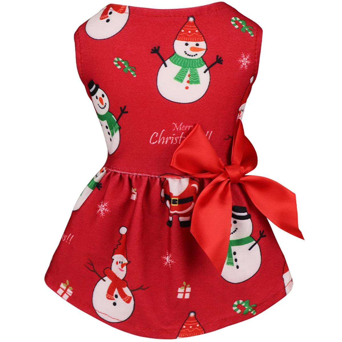Dog Christmas Dress Dog Christmas Costumes Girl Snowman Stretchy Dog Dress Funny Dog Costumes Puppy Clothes with Bowtie Dog Outfit for Small Dogs Cats Puppy(XXS)