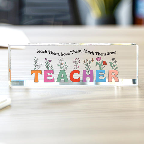 Acrylic Desk Name Plate Office Name Plate for Teachers Gifts for Employee Appreciation, Office Decor