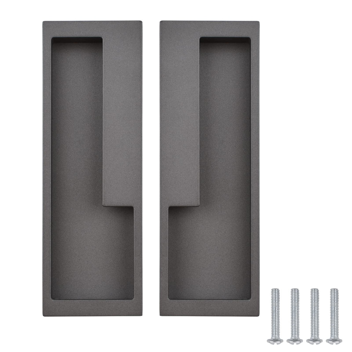 MOROBOR Zinc Alloy Flush Pull Handles, 2pcs Embedded Sliding Door Handle with Hidden Screws, Modern Simple Door Pull Handle for Sliding Barn Drawer Cupboard Wardrobe (Matte Grey)