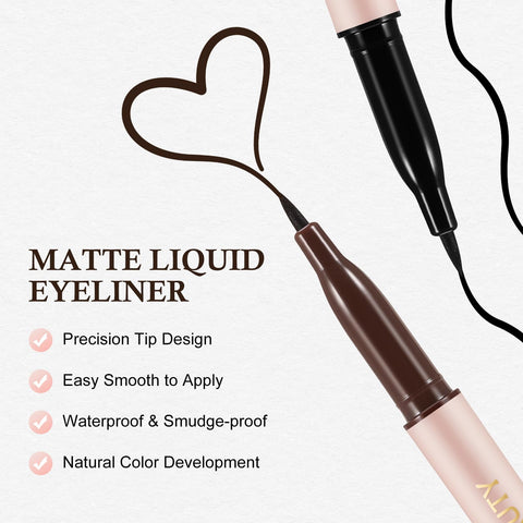 Boobeen Liquid Eyeliner, Long Lasting Quick Drying Eye Liner Pen for Women, Smooth Ultra-Fine Ink Liner Pencil Creates Natural Matte Eye Makeup, Waterproof & Smudgeproof