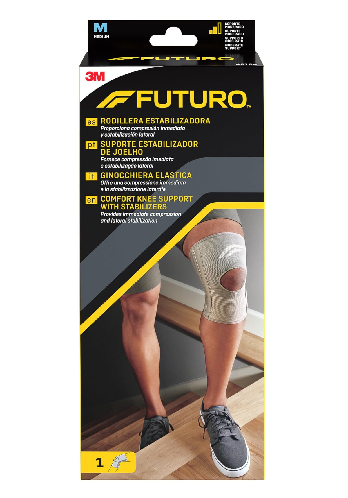FUTURO Comfort Knee Support with Stabilizers 46164, Medium (36.8 - 43.2 cm)