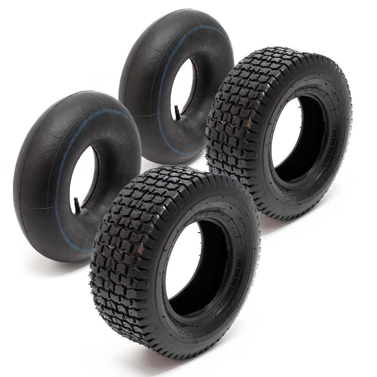 Lawn Mower Tyre Set 2 Tyres with Inner Tubes with Straight Valves 15x6.00-6 4PR