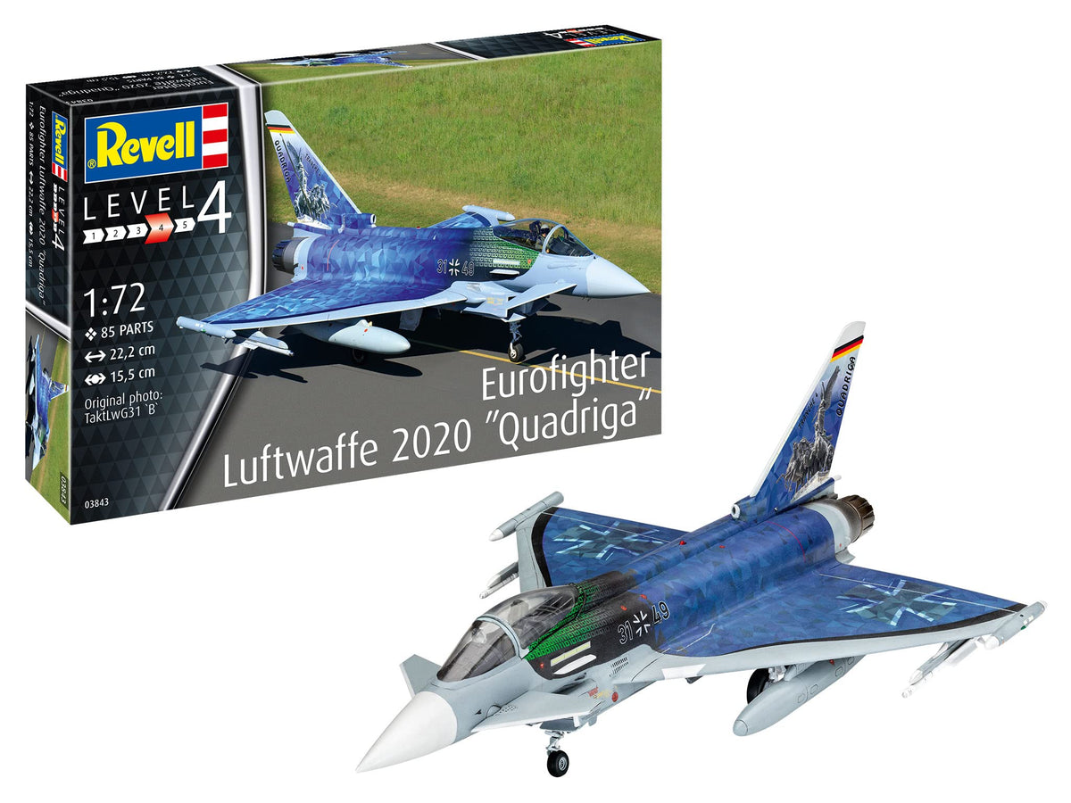 Revell 03843 Eurofighter "Luftwaffe 2020 Quadriga" 1:72 Scale Unbuilt/Unpainted Plastic Model Kit