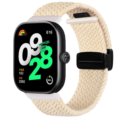 KUTEWEU Braided Strap for Xiaomi Redmi Watch 4 for Men Women, Nylon Sport Elastic Sport Loop Band with Magnetic Clasp for Xiaomi Redmi Watch 4, Breathable Adjustable Straps (Beige)