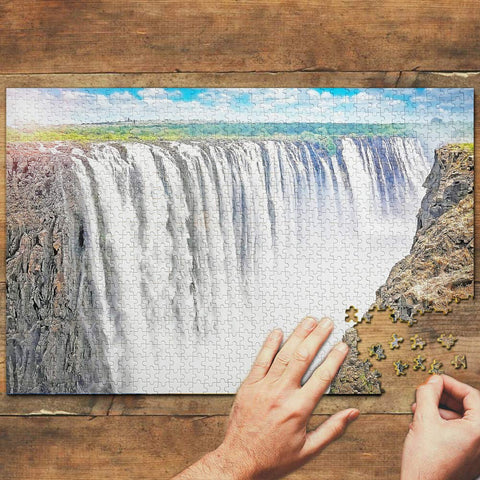 Zambia Jigsaw Puzzle 1000 Piece Victoria Falls Livingstone Zambia Puzzle Travel Souvenir Wooden