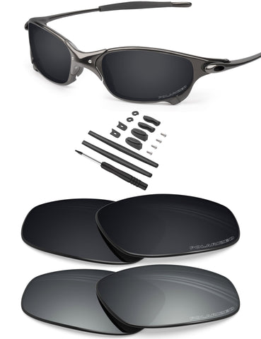 BLAZERBUCK Anti-salt Polarized Replacement Lenses for Oakley Juliet - Black & Silver Chrome