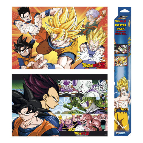 ABYSTYLE Dragon Ball Z Heroes Anime Boxed Poster Set Includes (2), 15" x 20.5" DBZ Mini Posters Feature Goku, Vegeta, Frieza, Cell, Majin Buu, Gohan, Goten and Trunks Anime Manga Wall Art Room DÃ©co